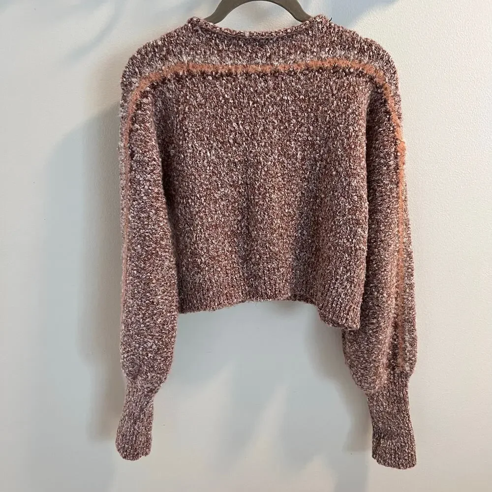 Free People Gingerbread Snowflake Cropped Pullover Sweater Size XS
